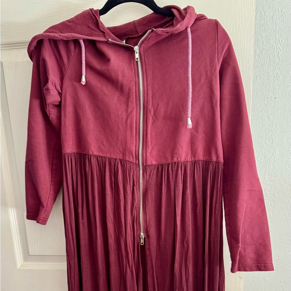 Nordstrom Maroon Hooded Long Coat